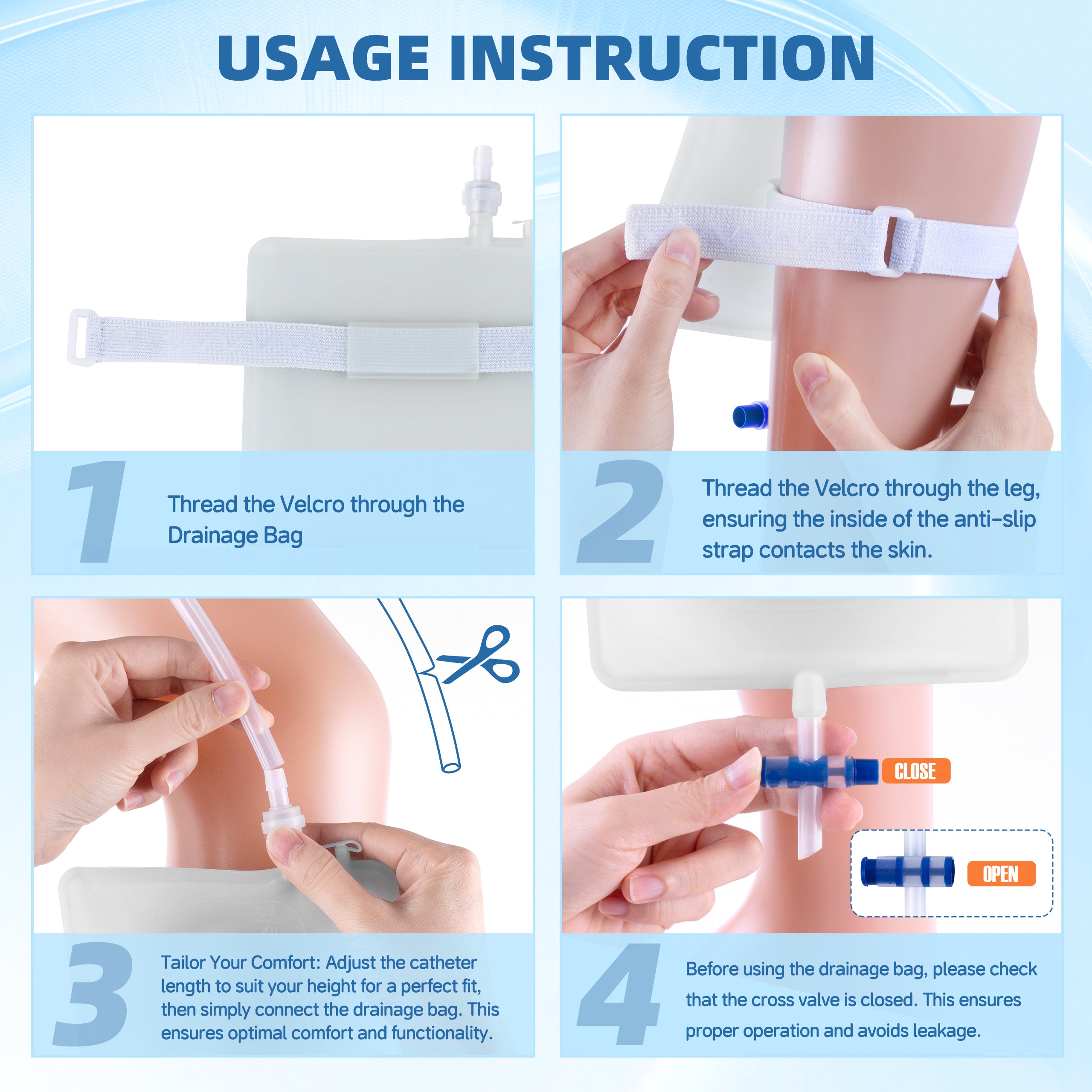 (2PCS)SorealGroup 1000ML Silicone Catheter Leg Bag | Reusable Washable Urine Drainage Bag with Anti-Slip Adjustable Straps & 1M Silicone Tube | For Men, Post-Surgery, Long-Term Care